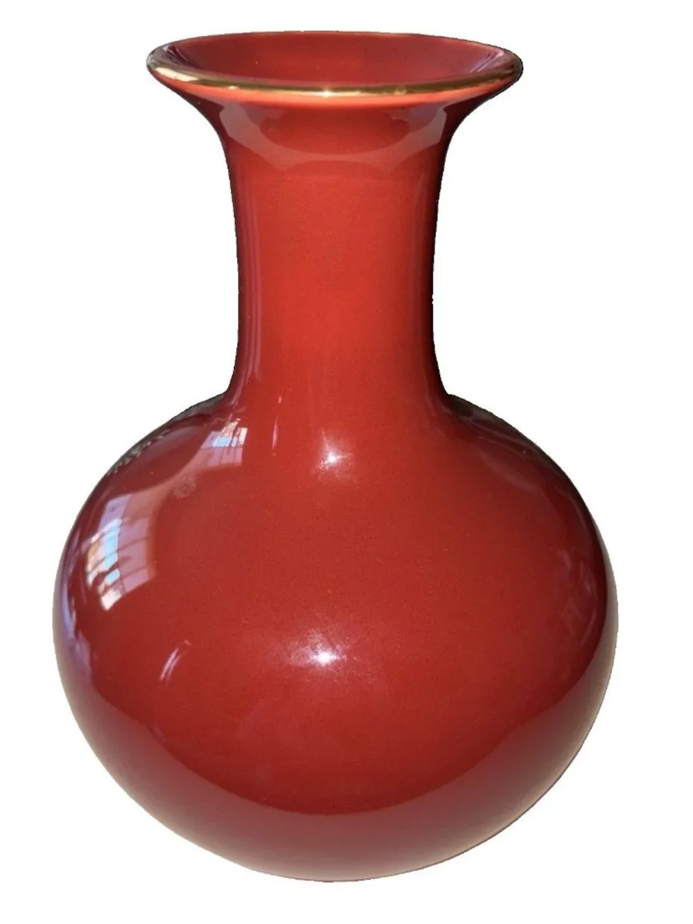 Andrea by Sadek Japanese Vase Gold Floral Design Red Made in Japan-8”H